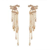 Long Tassel Star Hanging Stud Earrings Fashion Chain Tassel Rear Hanging Earrings sidabras