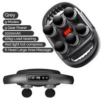 Six Heads Fascia Gun High-frequency Vibration Deep Massage Device for Shoulder Waist Back Leg Body Muscle Relaxation pilka spalva