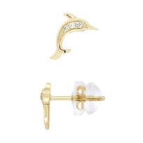 Boucles d'Oreilles - LÉA & ARTHUR - Dauphin - Or Jaune 375 - Oxyde de Zirconium - Enfant geltona