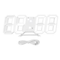 3D LED skaitmeninis žadintuvas ABS naktinio apšvietimo temperatūros stalinis sieninis laikrodis namų dekoravimui miegamajame baltas