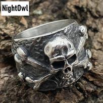 Cool Gothic Mens Skull And Bones Biker Ring For Men Stainless Steel Size 7-15 6