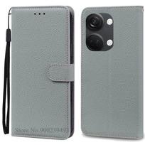 For OnePlus Nord 3 Case Leather Wallet Flip Case For OnePlus Nord 3 5G Cover Coque Fundas For One Plus Nord 3 Nord3 Phone Case Oneplus Nord 3 5G pilka spalva