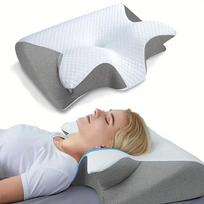 Memory Foam Pillows Butterfly Shaped Relaxing Rebound Comfort Memory Sleep Cervical Orthopedic Neck Pillow Massage Bed Pillow šviesiai pilka spalva