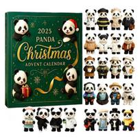 Panda Kalėdų Advento Kalendorius 2025 24 Dienų Atgalinio Skaičiavimo Dėžutė Unikalios Pandos Figūrėlės Šventinis Dekoras Eglutei ir Gyvūnų Mėgėjams A
