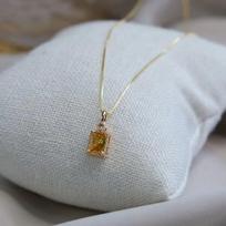 Original Design  Inlaid Light Luxury Elegant Square Citrine Pendant Necklace Fashion Romantic Chain Ladies Jewelry 45cm