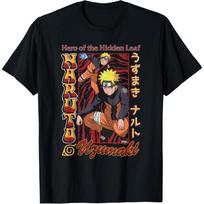 Naruto Shippuden Red and Gold Retro Naruto Anime T-Shirt(1) S juoda