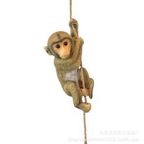 Spring Garden Animals Chimpanzee Hanging Monkey Baby Climbing Resin Crafts Statue Decoration