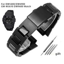 for Casio G-SHOCK DW-5600 DW6900 DW9600 Black Plastic Strap Stainless Steel Buckle Men Bracelet Band Watch Accessories 26-16mm