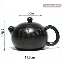 180ml Yixing Purple Clay Xishi Teapot Master Hand-carved Heart Sutra Tea Pot Raw Ore Handmade Kettle Chinese Zisha Tea Set