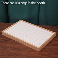 Bamboo Wood Velvet 100 Digit Ring Display Tray Stud Earrings Jewelry Storage Plate Jewellery Counter Showcase Props JJH05 balta