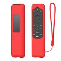 Silicone TV Remote Controller Cover with Lanyard Shockproof Protective Case Protector for Samsung BN59-01432A/BN59-01480L raudona