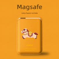 Free Little Horse Magnetic Leather Card Holder with MAGsafe for Apple Phones Single Card Holder