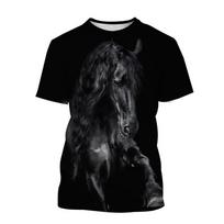 Summer hot selling fashion animal horse 3D printing print neutral casual Harajuku style comfortable short sleeved top XXS