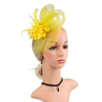 Oficiali suknelė Fascinator galvos apdangalas Britiškas retro vestuvinis plunksnų skrybėlė galvos juosta Gimtadienis geltona