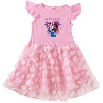 4120 Kids Girls Rumi Zoey Mira Print Flower Applique Princess Dress 100cm rožinė