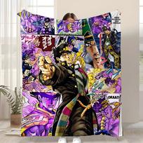 J-JoJo B-Bizarre Adventure Throw Kid-Friendly Flannel Throw Blanket Soft Warm Anti-Static Washable All Season 75x90cm