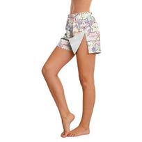 Women Animal Print Side Velcro Closure Easy Open Post Surgery Recovery Care Shorts No Pockets Comfortable Fit Elastic Waistband M