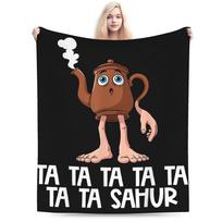 Italian Brainrot Characters Ta Ta Ta Sahur Super Warm Blanket  Picnic Plush Throw Blanket Print Flannel Bedspread Sofa Bed Cover 75x90cm