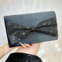 Celebrity high-end dinner bag single shoulder messenger bag small fragrant style bow banquet clutch bag woman juoda
