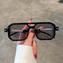 Unise Trendy Design UV400 Shades Vintage Square Sun Glasses Eyeglasses for Gentlemen Women Stylish Vintage Double Bridge Sun Glasses