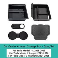 For Tesla Model Y juniper 2026 Storage Box Model 3 2025 Highland Center Console Armrest Storage Tray Cover Tidying Accessories