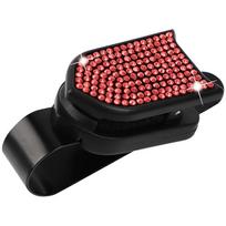 Rhinestone Car Sun Visor Eyewear Holder Grip Storage Organizer  Car Auto Sun Visor Glasses Box Sunglasses Clip Card Ticket Holde raudona