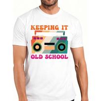 European sizes Retro Style Men'S T-Shirt with Boombox Graphic And Text Keeping It Old School for Casual Wear in Spring And Summer Perfect Gift S balta