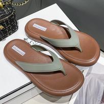 Flip Flops Women Summer Outwear Comfortable Clip Toe Casual Flat Bottom Beach Sandals Slippers 36 žalia