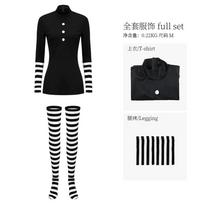 FNAF Cosplay Lėlės Klouno Kostiumas Dryžuota Suknelė Leginsai Helovino Karnavalo Pasiruošimo Aprangos Rinkinys Siaubo Anime Žaidimo Vaidmenų Žaidimas S
