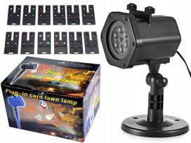 Projektor Laserowy Led Rgb Świąteczny 12W1 Wodoodporny Śnieżynki Na Prezent