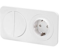 Aigostar - dvigubas jungiklis Nr. 5 ir SCHUKO 230 V lizdas su rėmeliu, baltas
