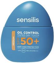 Priemonė įdegio priežiūrai veidui Sensilis Oil Control Dry Touch Tinted Medium SPF50+, 40 ml