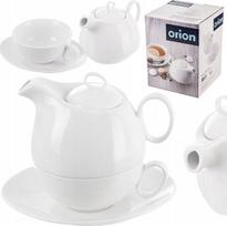Arbatinukas su puodeliu ir lėkštute Orion Mona 129428, 0.3 l, balta sp.