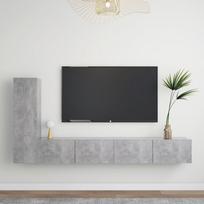 Televizoriaus spintelių komplektas 3 dalių betono mediena