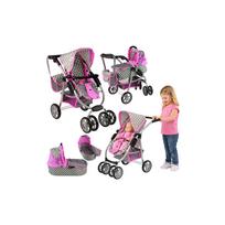 Kūdikių lėlių vežimėlis "2-in-1" krepšys su dėže Pink Stars