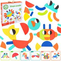 WOOPIE GREEN Montessori medinė dėlionė 40 atkuriamų modelių 55 el. FSC sertifikuota
