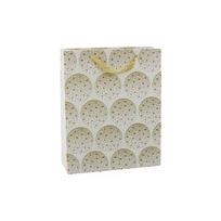 Elegantiškas dovanų maišelis "Gold Stars White" 32 x 26 x 12 cm 1vnt