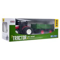 Raudonas R/C traktorius su žalia priekaba