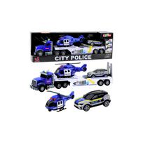 Policijos sunkvežimis City Police su sraigtasparniu ir automobiliu