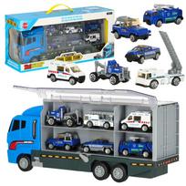 Transporterio sunkvežimis TIR paleidimo įrenginys + metaliniai policijos automobiliai