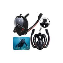 Viso veido snorkelingo ir nardymo kaukė „AntiFog DryTop“, juoda, L/XL