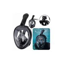 Viso veido snorkelingo ir nardymo kaukė su „AntiFog“ sistema, juoda, L/XL