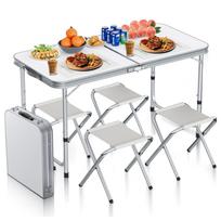 Sulankstomas kelioninis stalas CAMP 120 SET, baltas