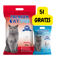 Premium Cat Clumping Bentonite kraikas katėms - natūralus 20kg + natūralus kraikas 5L NEMOKAMAI!