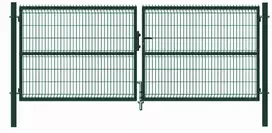 Dvigubi varstomi sodo vartai HERVIN GARDEN, su 3D panelės užpildu, metaliniai, dažyti, žalia spalva,