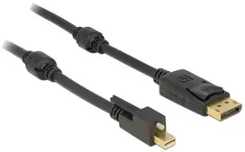 KABELIS DISPLAYPORT MINI(M) ZE ŚRUBĄ->DISPLAYPORT(M) V1.2 2M 4K JUODA DELOCK