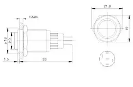 Oem ON-OFF jungiklis monostabilus - PBW-16BP - 2A/250V - žalias apvalus