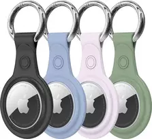 Dux Ducis komplektas 4x silikonowe etui Pakabutis zawieszka case do lokalizatora Apple AirTag (4 kolory: juoda, žalia, rožinis, mėlyna)