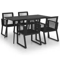 Lauko baldų komplektas Lauko valgomojo baldų komplektas, 5 dalių, juodas, PVC ratanas