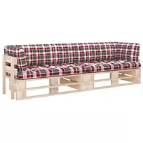 Lauko baldų komplektas Dvivietė sofa iš palečių su pagalvėlėmis, impregnuota pušis